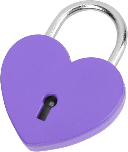 Zerodis Mini Lock, Small Metal Heart Shaped Padlock with Key for Jewelry Storage Box Diary Book 45x59mm(Purple) in Saudi Arabia