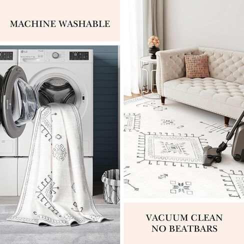 سجادة منطقة Valenrug - سجادة غرفة المعيشة قابلة للغسل في الغسالة مقاس 8 × 10، سجادة غرفة نوم مضادة للانزلاق، سجادة ناعمة لديكور المنزل (أزرق، 8 × 10 بوصة) in Saudi Arabia