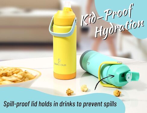 DLOCCOLD 18oz Kids Insulated Water Bottle with Leak Proof Straw Lid, Double Wall Vacuum Stainless Steel Water Bottle with Silicone Boot for Toddler, Reusable Tumbler for School, Travel, Boys, Girls in Saudi Arabia