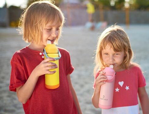 DLOCCOLD 18oz Kids Insulated Water Bottle with Leak Proof Straw Lid, Double Wall Vacuum Stainless Steel Water Bottle with Silicone Boot for Toddler, Reusable Tumbler for School, Travel, Boys, Girls in Saudi Arabia