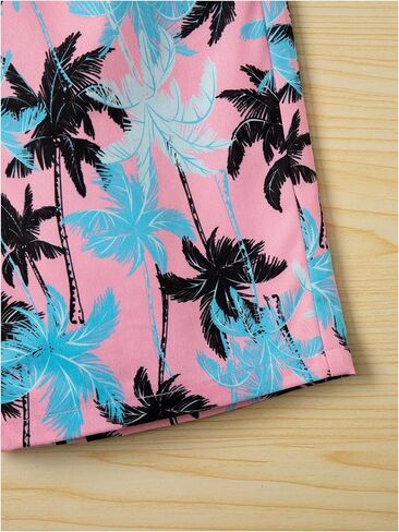 Boy's 2 Piece Outfits Letter and Tropical Graphic Print Short Sleeve Crewneck Tee and Shorts in Saudi Arabia
