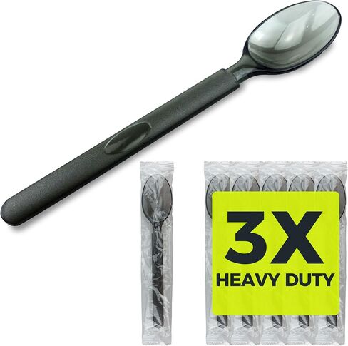 3X Heavy Duty Plastic Forks Individually Wrapped, Sturdy Like Silverware, 100 Pack Black Disposable Forks Bulk, Packaged To-Go Utensil Set, Perfect for Event Catering, Restaurant and Take Out. in Saudi Arabia