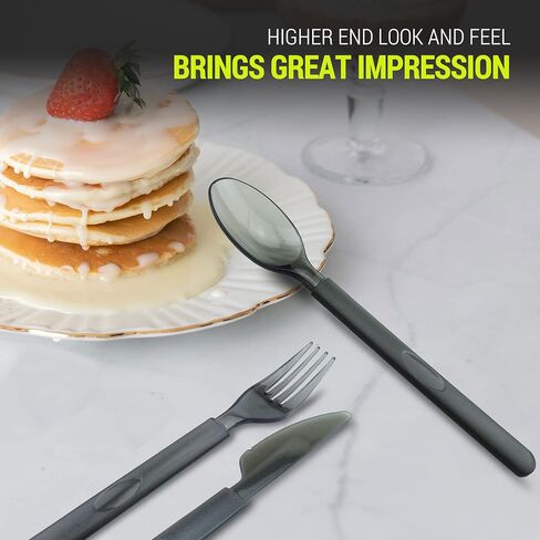3X Heavy Duty Plastic Forks Individually Wrapped, Sturdy Like Silverware, 100 Pack Black Disposable Forks Bulk, Packaged To-Go Utensil Set, Perfect for Event Catering, Restaurant and Take Out. in Saudi Arabia