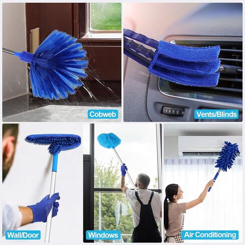 مجموعة منفضة غبار مروحة السقف مكونة من 9 قطع، منظف مروحة السقف بشفرة قابلة للإزالة مع عمود تمديد، مجموعة غبار من الألياف الدقيقة لتنظيف مروحة السقف العالية، والأثاث، والستائر، ونسيج العنكبوت، والسيارة in Kuwait