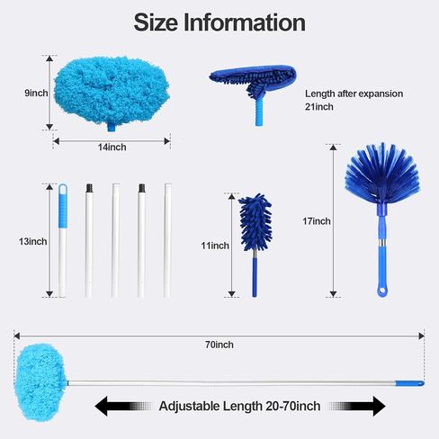 مجموعة منفضة غبار مروحة السقف مكونة من 9 قطع، منظف مروحة السقف بشفرة قابلة للإزالة مع عمود تمديد، مجموعة غبار من الألياف الدقيقة لتنظيف مروحة السقف العالية، والأثاث، والستائر، ونسيج العنكبوت، والسيارة in Kuwait