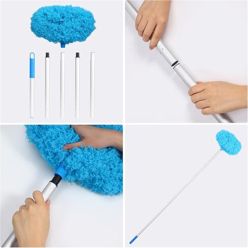 مجموعة منفضة غبار مروحة السقف مكونة من 9 قطع، منظف مروحة السقف بشفرة قابلة للإزالة مع عمود تمديد، مجموعة غبار من الألياف الدقيقة لتنظيف مروحة السقف العالية، والأثاث، والستائر، ونسيج العنكبوت، والسيارة in Kuwait