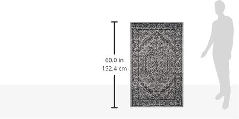 سجادة SAFAVIEH Adirondack Collection - 3' x 5'، فضي وأسود، تصميم ميدالية شرقية، لا يتساقط ويسهل العناية بها، مثالية للمناطق ذات حركة المرور العالية في المدخل، وغرفة المعيشة، وغرفة النوم (ADR108A) in Saudi Arabia