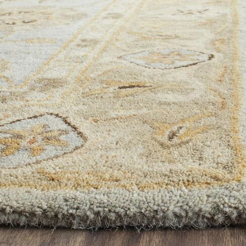 SAFAVIEH Antiquity Collection 2' x 3' Light Blue / Sage AT856B Handmade Traditional Oriental Premium Wool Accent Rug in Saudi Arabia