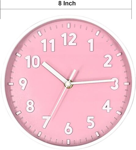 ANDSTAR 8 Inch Round Wall Clock with 3D Arabic Numerals Eco-Friendly Silent Non Ticking Easy to Read Wall Clock for Office Kitchen Bedroom Classrooms Living Room(Blue Purple) in Saudi Arabia
