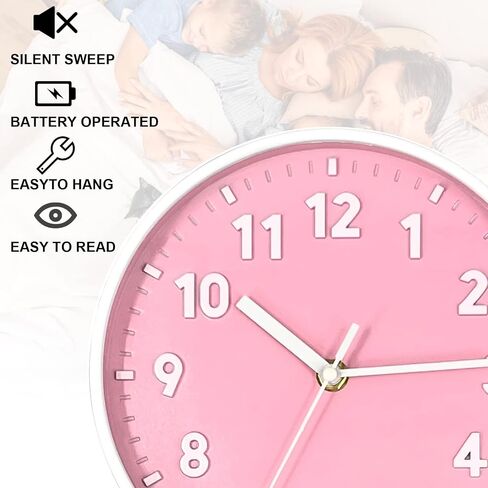 ANDSTAR 8 Inch Round Wall Clock with 3D Arabic Numerals Eco-Friendly Silent Non Ticking Easy to Read Wall Clock for Office Kitchen Bedroom Classrooms Living Room(Blue Purple) in Saudi Arabia
