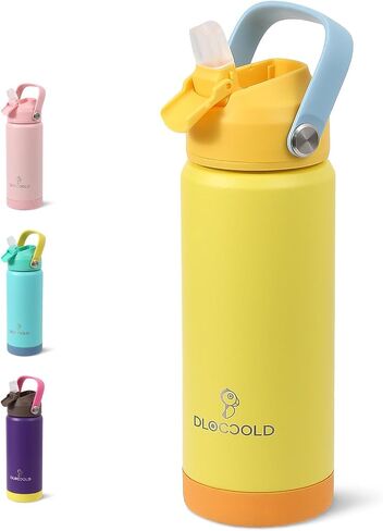 DLOCCOLD 18oz Kids Insulated Water Bottle with Leak Proof Straw Lid, Double Wall Vacuum Stainless Steel Water Bottle with Silicone Boot for Toddler, Reusable Tumbler for School, Travel, Boys, Girls in Saudi Arabia