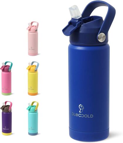DLOCCOLD 18oz Kids Insulated Water Bottle with Leak Proof Straw Lid, Double Wall Vacuum Stainless Steel Water Bottle with Silicone Boot for Toddler, Reusable Tumbler for School, Travel, Boys, Girls in Saudi Arabia
