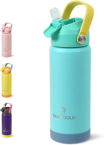 DLOCCOLD 18oz Kids Insulated Water Bottle with Leak Proof Straw Lid, Double Wall Vacuum Stainless Steel Water Bottle with Silicone Boot for Toddler, Reusable Tumbler for School, Travel, Boys, Girls in Saudi Arabia