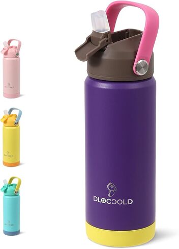 DLOCCOLD 18oz Kids Insulated Water Bottle with Leak Proof Straw Lid, Double Wall Vacuum Stainless Steel Water Bottle with Silicone Boot for Toddler, Reusable Tumbler for School, Travel, Boys, Girls in Saudi Arabia