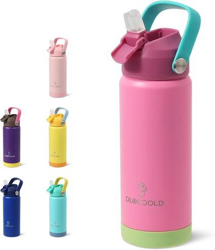 DLOCCOLD 18oz Kids Insulated Water Bottle with Leak Proof Straw Lid, Double Wall Vacuum Stainless Steel Water Bottle with Silicone Boot for Toddler, Reusable Tumbler for School, Travel, Boys, Girls in Saudi Arabia