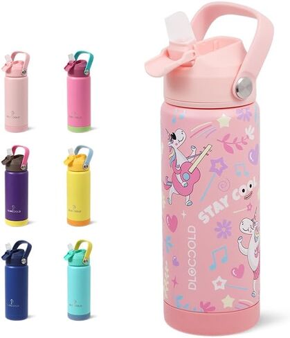 DLOCCOLD 18oz Kids Insulated Water Bottle with Leak Proof Straw Lid, Double Wall Vacuum Stainless Steel Water Bottle with Silicone Boot for Toddler, Reusable Tumbler for School, Travel, Boys, Girls in Saudi Arabia