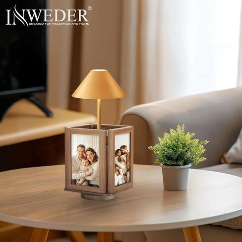 إطارات صور Inweder للصور مقاس 4 × 6: إطار صورة دوار خشبي - إطارات لحفلات الزفاف للأزواج الجدد 2024، بني in Kuwait