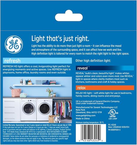 GE Refresh HD LED Light Bulbs, 60 Watt, Daylight, Decorative Bulbs, Clear, Small Base (2 Pack) in Saudi Arabia