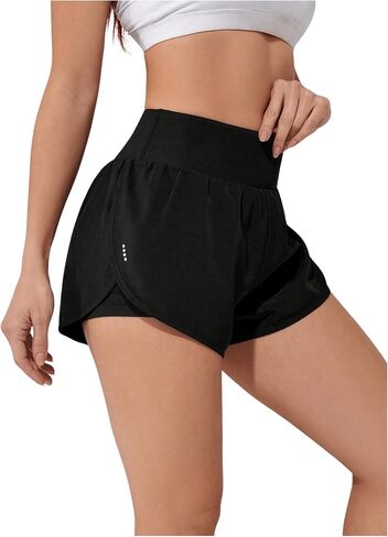 SOLY HUX Women's High Waisted Athletic Running Shorts Workout Sweat Shorts with Liner in Saudi Arabia