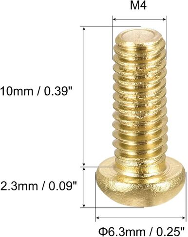 uxcell Brass Machine Screws, M4x10mm Phillips Pan Head Fastener Bolts for Furniture, Office Equipment, Electronics 20Pcs in Saudi Arabia