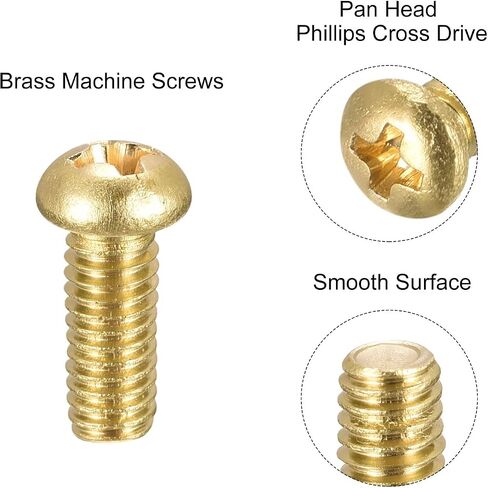 uxcell Brass Machine Screws, M4x10mm Phillips Pan Head Fastener Bolts for Furniture, Office Equipment, Electronics 20Pcs in Saudi Arabia