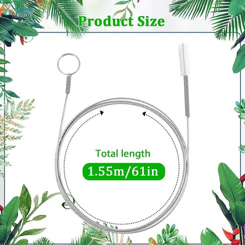 61In Long Straw Cleaner Brush,Stainless Steel Long Pipe Cleaners with Nylon Bristles Pipe Cleaners for Cleaning Aquarium Brush for Pipe Cleaner,Home Kitchen in Saudi Arabia
