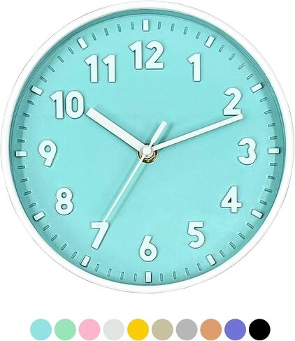 ANDSTAR 8 Inch Round Wall Clock with 3D Arabic Numerals Eco-Friendly Silent Non Ticking Easy to Read Wall Clock for Office Kitchen Bedroom Classrooms Living Room(Blue Purple) in Saudi Arabia