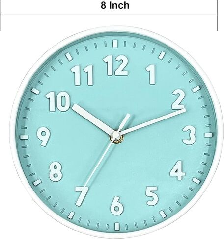 ANDSTAR 8 Inch Round Wall Clock with 3D Arabic Numerals Eco-Friendly Silent Non Ticking Easy to Read Wall Clock for Office Kitchen Bedroom Classrooms Living Room(Blue Purple) in Saudi Arabia