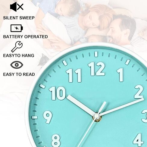 ANDSTAR 8 Inch Round Wall Clock with 3D Arabic Numerals Eco-Friendly Silent Non Ticking Easy to Read Wall Clock for Office Kitchen Bedroom Classrooms Living Room(Blue Purple) in Saudi Arabia