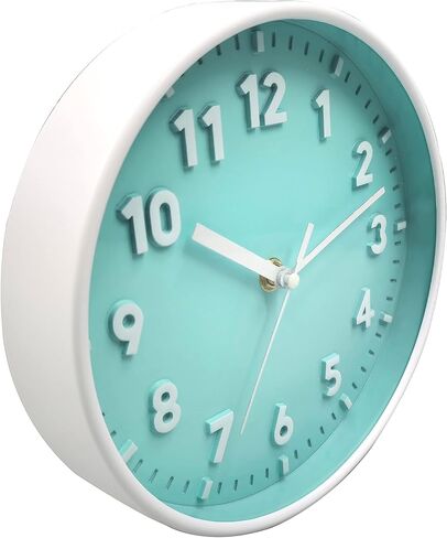 ANDSTAR 8 Inch Round Wall Clock with 3D Arabic Numerals Eco-Friendly Silent Non Ticking Easy to Read Wall Clock for Office Kitchen Bedroom Classrooms Living Room(Blue Purple) in Saudi Arabia