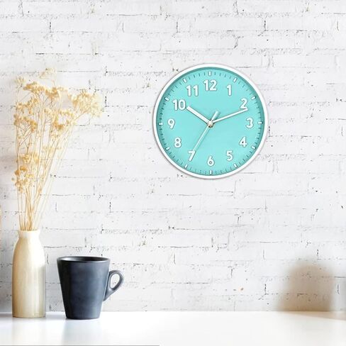 ANDSTAR 8 Inch Round Wall Clock with 3D Arabic Numerals Eco-Friendly Silent Non Ticking Easy to Read Wall Clock for Office Kitchen Bedroom Classrooms Living Room(Blue Purple) in Saudi Arabia