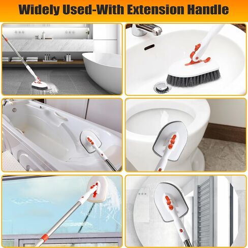 Shower Brush Scrubber with Long Handle, 54'' Extendable Floor Brush 3 in 1 bathroom scrubber with 2 microfiber Pads, 2 Sponge & 1 Stiff Bristles Brush,Cleaning Brush for Bathroom, Bathtub, Floor, Wall in Saudi Arabia