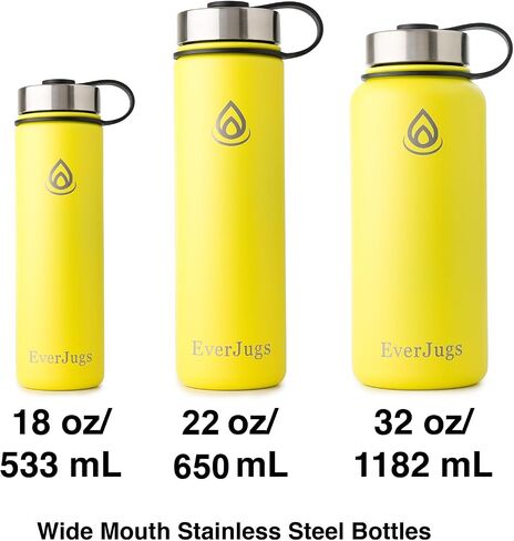 Water Bottle - 22 Oz, Wide Mouth, Premium Stainless Steel Lid/Bottle, Double Walled Vacuum Insulated, Thermo Mug, Metal Flask, Leak Proof, Eco-Friendly in Saudi Arabia