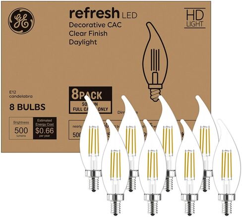 GE Refresh HD LED Light Bulbs, 60 Watt, Daylight, Decorative Bulbs, Clear, Small Base (2 Pack) in Saudi Arabia