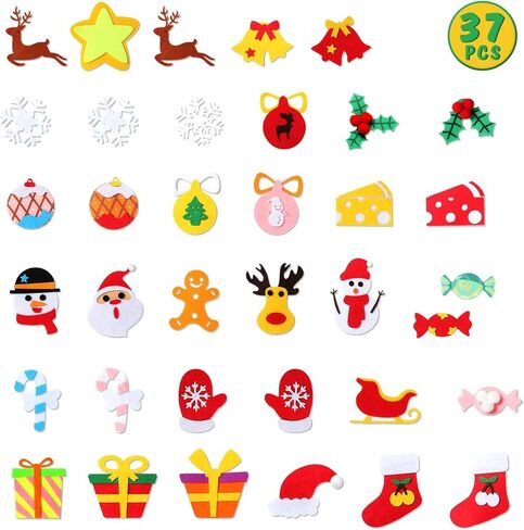DIY Felt Christmas Tree - 3.6 FT felt Christmas Tree for kids with 37 Pieces of Ornament Decor, DIY Xmas Gifts for Kids, Wall Hanging Christmas Tree Decorations in Kuwait