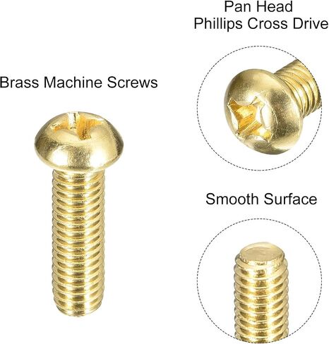uxcell Brass Machine Screws, M4x10mm Phillips Pan Head Fastener Bolts for Furniture, Office Equipment, Electronics 20Pcs in Saudi Arabia