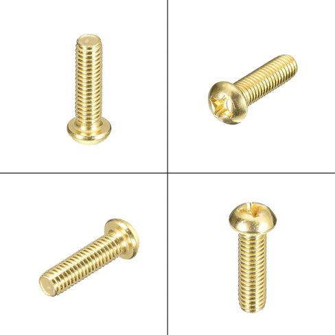uxcell Brass Machine Screws, M4x10mm Phillips Pan Head Fastener Bolts for Furniture, Office Equipment, Electronics 20Pcs in Saudi Arabia