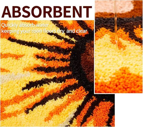 Cute Sunflower Bath Mat for Bathroom, Hot Pink Flower Bathroom Rug Non Slip Pink Flower Decor Rug Absorbent Shower Rug Plush Floor Bahtub Mats Sunflower Rugs for Bedroom, Living Room (27.6 Inch) in Saudi Arabia