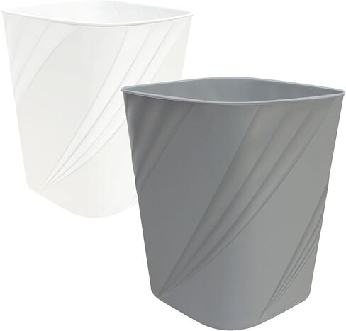 DAJITRE Small Trash Can Garbage Can Wastebasket for Bathroom Bedroom Kitchen Office (2 Pack, White+Grey) in Saudi Arabia