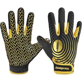 AIGEVTURE Mens Football Gloves Wide Receiver Gloves Youth Sticky Receiver Gloves Mens Football Gloves Receiving Gloves for Boys Adult Orange White