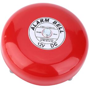 Fire Alarm Bell, 95dB Red Aluminum Ring Alarm Bell, Round Security Alarm Bell for Home, Office, Garage, Apartment, Dorm, Factory (DC12V, DC24V, AC110V) (DC12V), Generic3feciubv0q-11