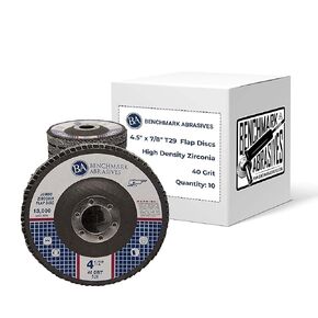 Benchmark Abrasives 4.5" x 7/8" Premium High Density Jumbo Zirconia Type 29 Flap Discs 4 1/2 for Angle Grinder, Sanding Discs, Finishing - Grinding Wheels 4 1/2 Inch (10 Pack) - 120 Grit