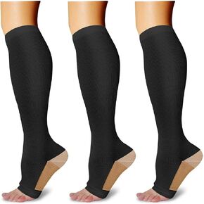 Athbavib 3 Pairs Open Toe Compression Socks for Men Women Toeless Compression Socks