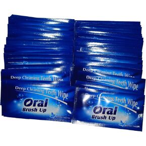 Mint Flavor Finger Teeth Wipes Disposable Brush Ups,Pack of 100,Dark Blue