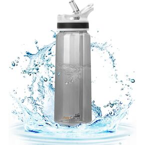 AceCamp 28Oz Straw Water Bottle Adult, Tritan Plastic BPA Free Large-Capacity Sports Fitness Bottle with handle Leak-Proof Durable Blue