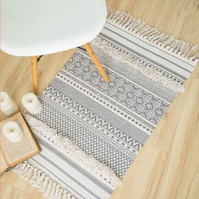 Seavish Boho عداء البساط، 2.3X 5.2 منطقة القطن البساط مزرعة اليد المنسوجة هامش رمي البساط معنقدة أشعث لهجة شرابة البساط لغرفة المعيشة غرفة نوم الحمام المطبخ الغسيل النوم in Kuwait