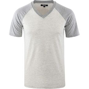 Mens Casual Vintage Short/Long Raglan Sleeve V-Neck Running Hiking Baseball Active T Shirts