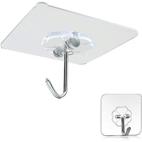 KK5 Adhesive Hooks for Hanging Heavy Duty Wall Hooks Max 13lbs Sticky Hooks Ceiling Hooks for Kitchen Livingroom Bedroom Student Dormitory - 8Pack