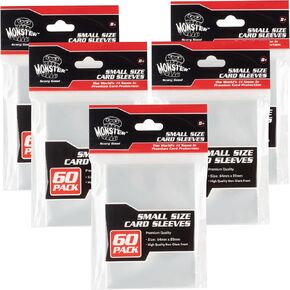 Monster Protectors Card Sleeves(300 Pack) -Small Size(64mm x 89mm) Bright Multi-Color Set of Card Protectors-Compatible with Yugioh & other Collectible TCGs & Sports Cards- Keep cards safe during play