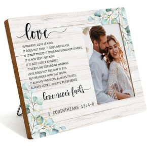 Wedding Gifts for Couple Anniversary Photo Frame Religious Scripture Rustic Picture Frames Christian Gifts for Women Men Floral Eucalyptus Branches Wooden Picture Frames
